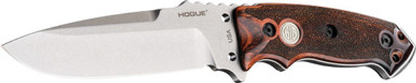 Hogue SIG EX-F01 Stainless Elite Fixed Blade: 5.5" Drop Point Blade - Tumbled Finish Reinforced Rosewood Scales