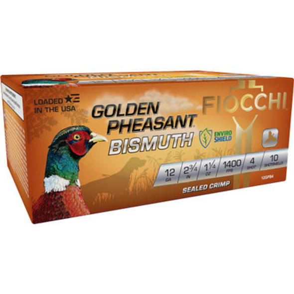 Fiocchi Golden Pheasant Bismuth Shotshells 12ga 2-3/4" 1-1/4oz 1400 fps #6 10/ct
