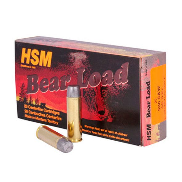 HSM Bear Load Lead Handgun Ammunition .500 S&W 440gr WFN 1500 fps 20/ct
