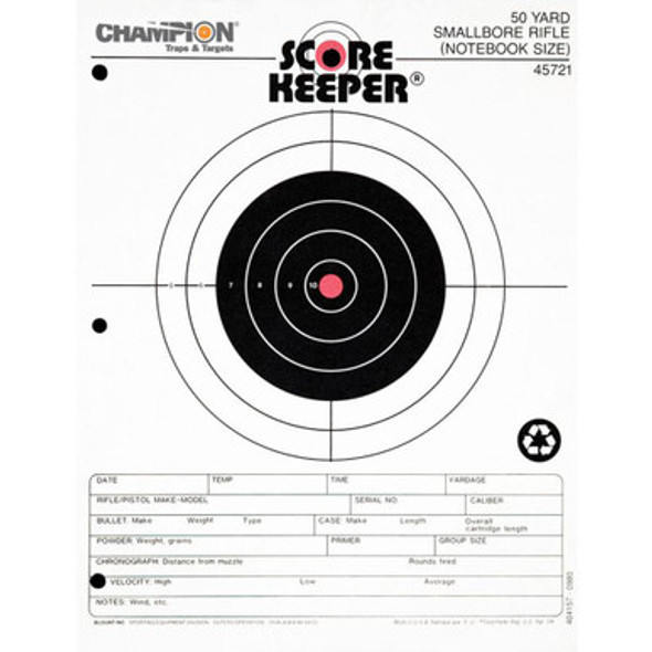 Champion Scorekeeper Targets Fluorescent Orange Bull 50 yd. Small Bore Notebook 12/ct