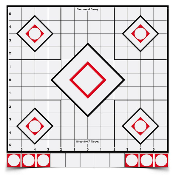 Birchwood Casey Shoot-N-C White/Black Sight-In Target - 5-12" Targets 55 Pasters