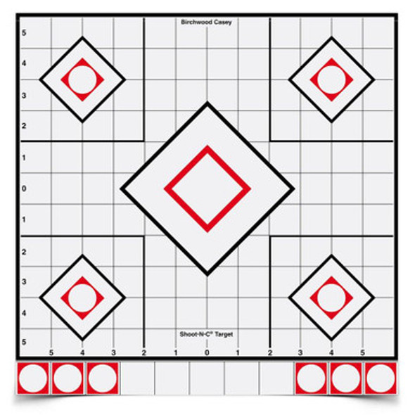 Birchwood Casey Shoot-N-C White/Black Sight-In Target - 5-12" Targets 55 Pasters