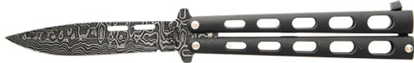 3.38" BLACK DAMASCUSBEAR & SON BUTTERFLY KNIFE 