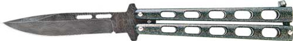 3.38" GALAXY DAMASCUSBEAR & SON BUTTERFLY KNIFE 