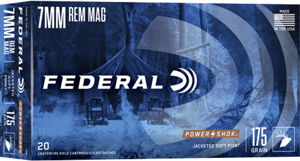 175GR SP 20RD 10BX/CSFEDERAL POWER-SHOK 7MM REM MAG 