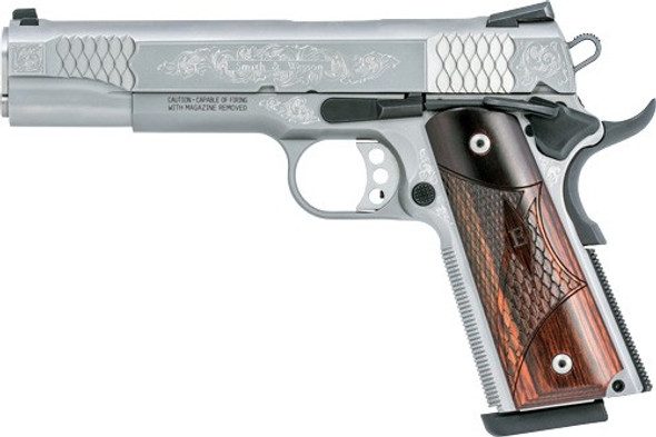 8-SHOT MACHINED ENGRAVED W/CAS&W 1911 ES 45ACP 5" FS 