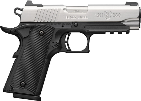 3.58"COMP 8RD BLK/SS W/RAIL*BROWNING 1911-380 SS 380ACP 