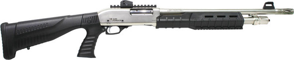 NICKEL QD PISTOL GRIP STOCKIVER JOHNSON PUMP 12GA 3" 18" 
