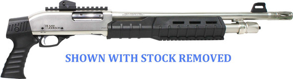 NICKEL QD PISTOL GRIP STOCKIVER JOHNSON PUMP 12GA 3" 18" 