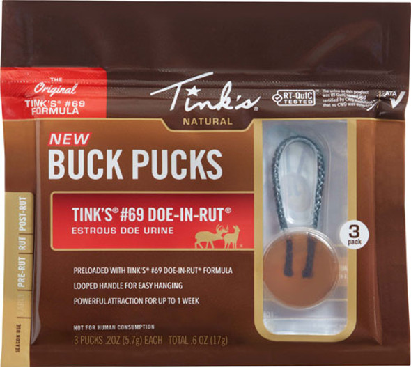 BUCK PUCKS SCENT HANGER 3PKTINKS DEER LURE #69 DOE-IN-RUT 