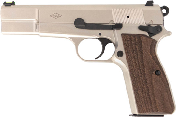 4.7" BBL 2-15RD NICKEL/WOODINGLIS P-35N HI-POWER 9MM 