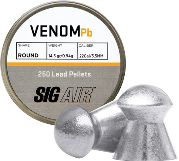ROUND LEAD ALLOY 250 CTSIG PELLETS 22 VENOM 14.5GR 