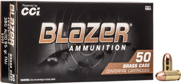 95GR FMJ 50RD 20BX/CSCCI BLAZER BRASS 380 ACP 