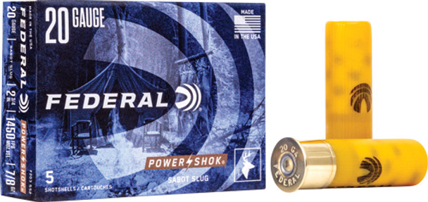 7/8OZ SABOT SLUG 5RD 50BX/CSFEDERAL POWER SHOK 20GA 2.75" 
