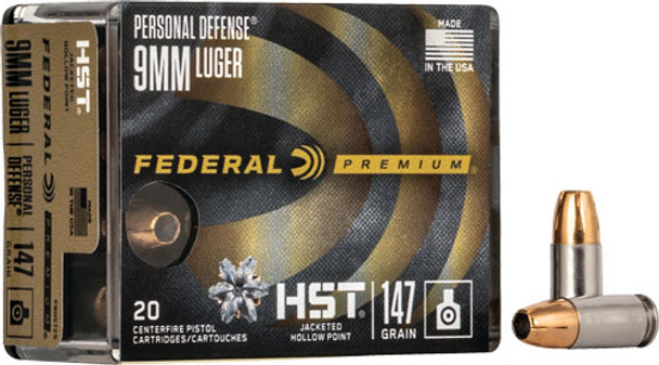 147GR HST JHP 20RD 10BX/CSFEDERAL PREMIUM 9MM LUGER 