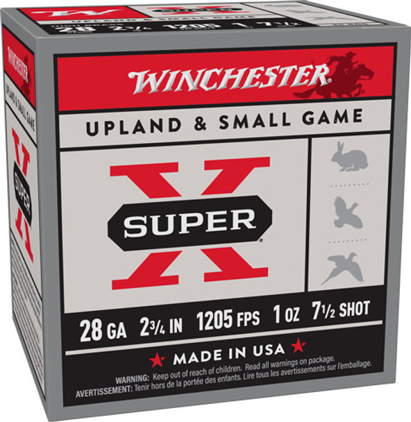 1OZ #7.5 1205FPS 25RD 10BX/CSWINCHESTER SUPER-X 28GA 2.75" 