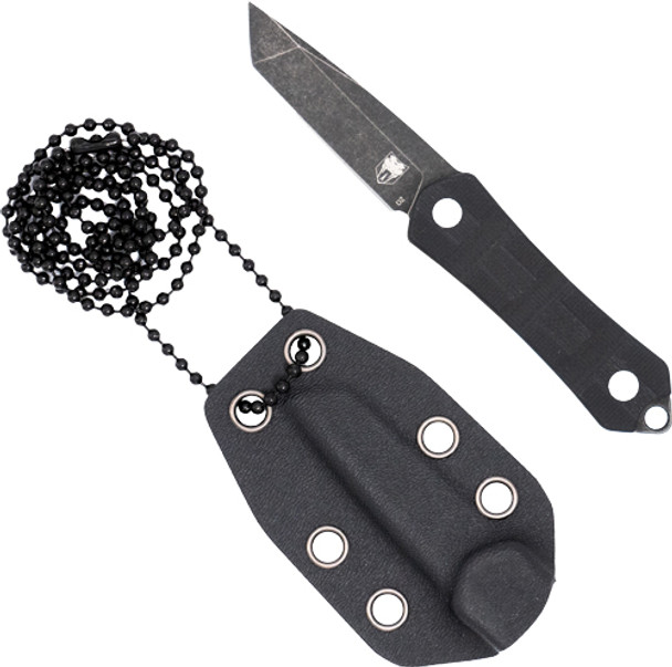 1.99" D2 STONEWASH TANTO W/SHCOBRATEC GUARDIAN NECK KNIFE 