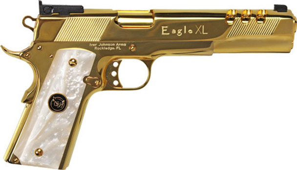 45ACP 6" 24K GOLD WHITE PEARLIVER JOHNSON EAGLE XL PORTED 
