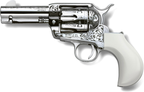 3.5" NICKEL ENGRAVED B-HEADCIMARRON HUCKLEBERRY 45LC 