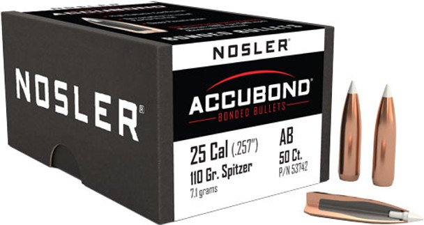 110GR ACCUBOND 50CTNOSLER BULLETS 25 CAL .257 