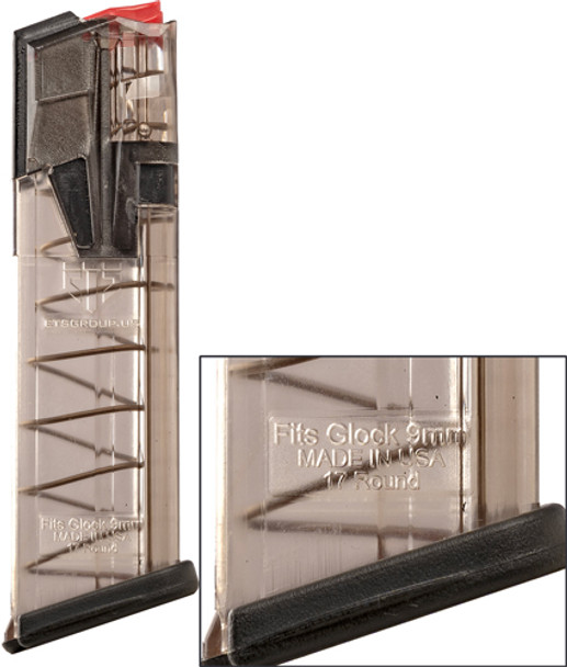 9MM 17RD TRANS POLY 17/19/19XETS MAGAZINE OMEGA GLOCK 17/19 