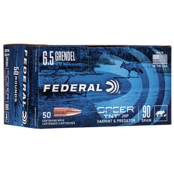 Federal American Eagle Varmint & Predator Rifle Ammunition 6.5 Grendel 90 gr JHP 50/ct