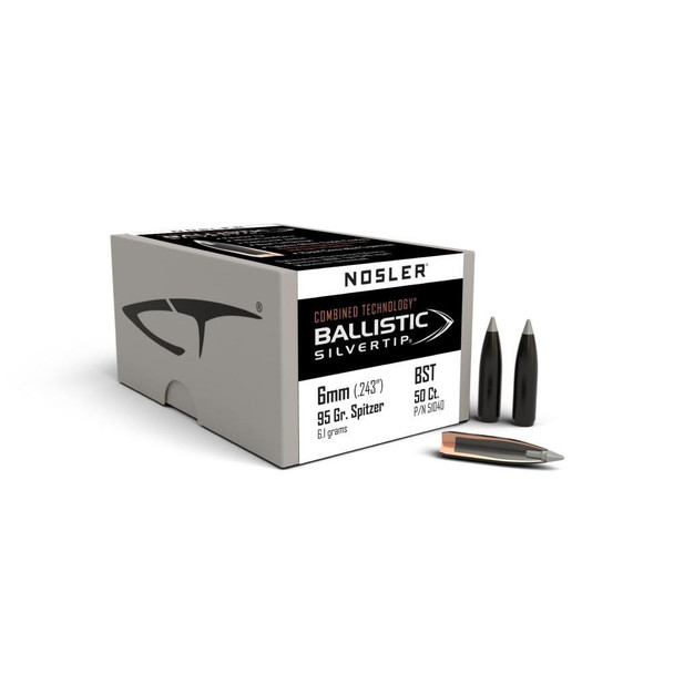 Nosler Ballistic SilverTip Hunting Bullets 6mm .243" 95 gr SBT-BSTIP 50/ct