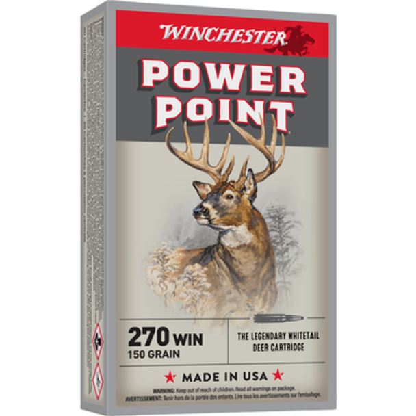 Winchester Power Point Rifle Ammunition .270 Win 150 gr. PSP 2850 fps 20/ct