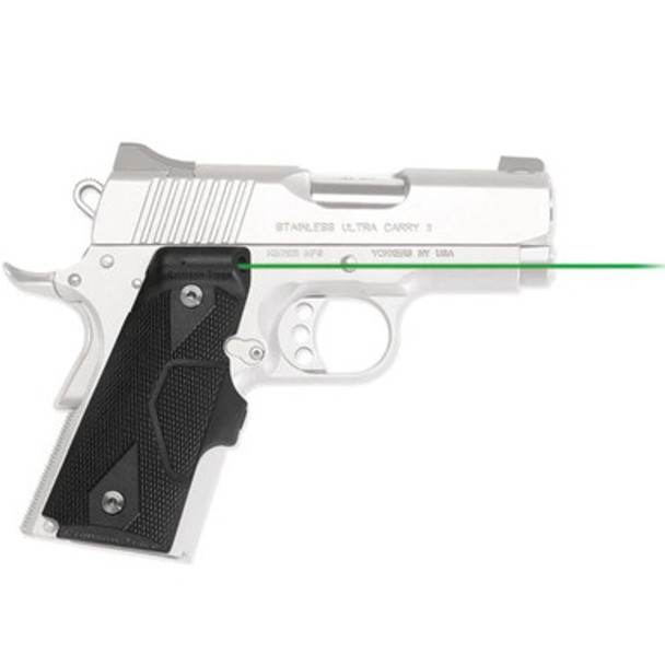 Crimson Trace LG-404G Front Activation Green Handgun Lasergrips for 1911 Compact Black