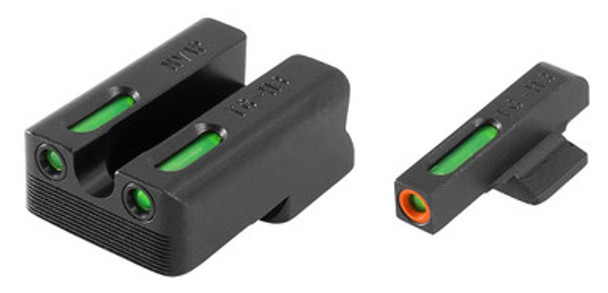 Truglo TFX Pro Tritium/Fiber-Optic Day/Night Sights Fit Novak LoMount cut .260 front / .450 rear - Orange Outline Front/Rear Green