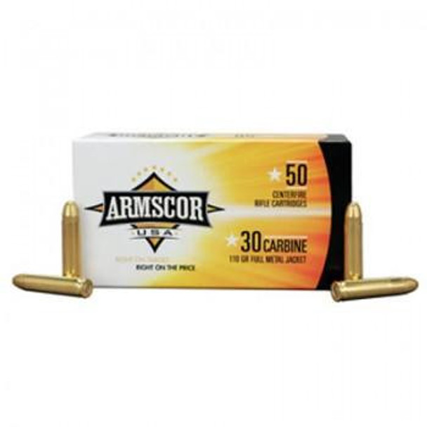 Armscor Rifle Ammunition .30 Carbine 110 gr FMJ 1915 fps 50/ct