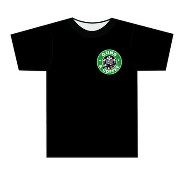 Tuff Products Guns and Coffee Short Sleeve Shirt OD Green L