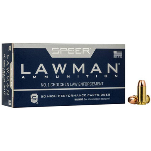 Speer Lawman Cleanfire Handgun Ammunition .40 S&W 180gr TMJ 1000 fps 50/ct