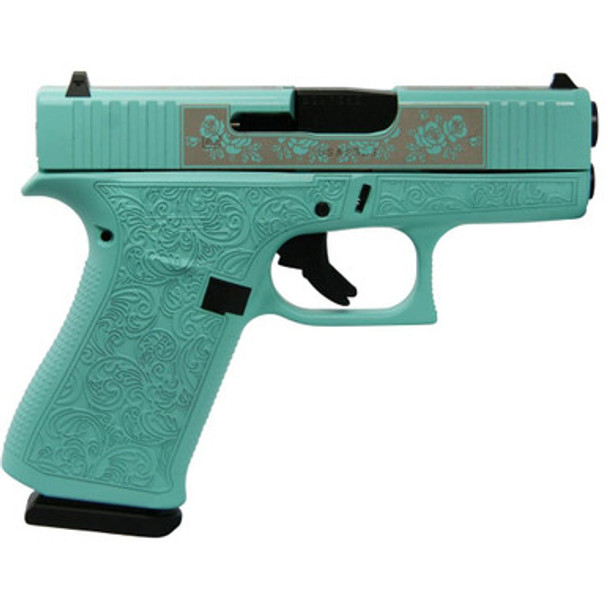 Glock 43x Gen 5 Custom "Robin's Egg Blue Glock & Roses" Subcompact Handgun 9mm Luger 10/rd Magazines (2) 3.41" Barrel  Austria