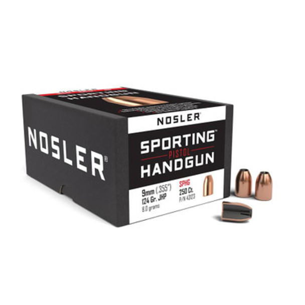 Nosler Sporting Handgun Pistol Bullets 9mm .355" 124 gr JHP 250/ct