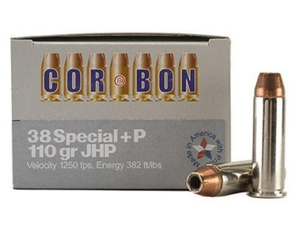 Corbon Self-Defense JHP Handgun Ammunition .38 Spl (+P) 110 gr JHP 1050 fps 20/box