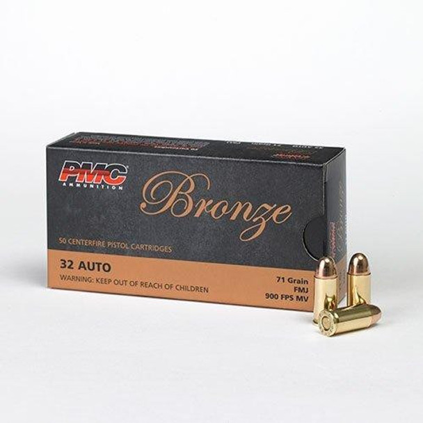 PMC Bronze Handgun Ammunition .32 ACP 71 gr. FMJ 900 fps 50/ct
