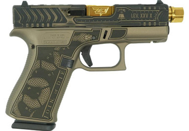 Glock 43X "Revolution" Gold Barrel Colonial Brown Handgun 9mm Luger 10rd Magazines(2) 3.4" Barrel Accessory Rail USA Made