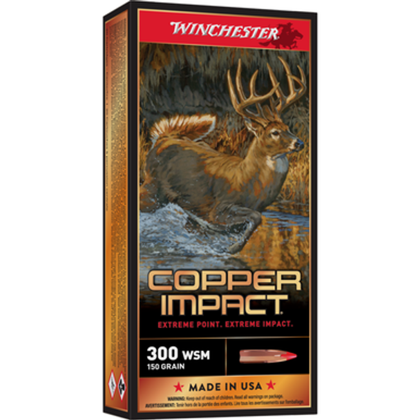 Winchester Copper Impact Rifle Ammunition 300 WSM 150 gr. BT 3200 fps 20/ct