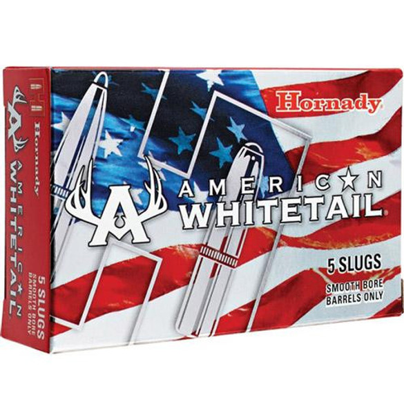 Hornady American Whitetail Shotshell Ammunition 12 ga 1600 fps 1 oz Rifled Slug 5/ct