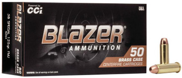 CCI Blazer Brass Handgun Ammunition .38 Spl 125 gr FMJ 865 fps 50/ct