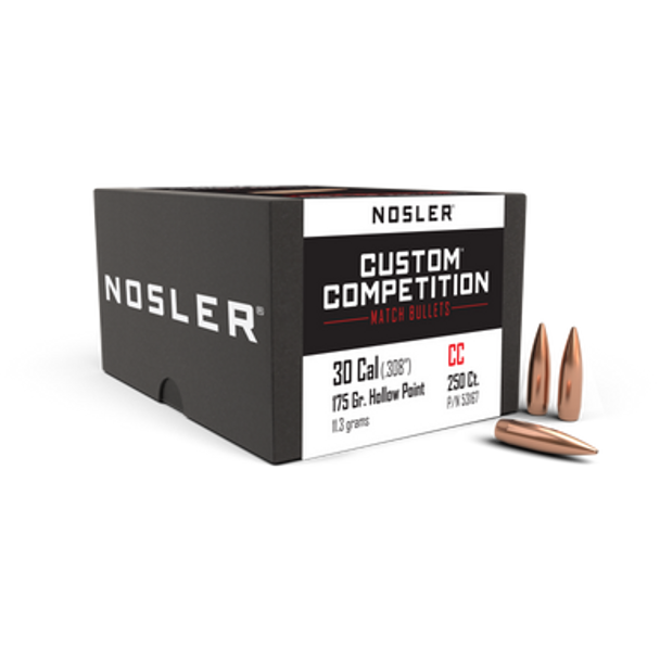 Nosler Custom Competition Bullets .30 cal .308" 175 gr HPBT 250/ct