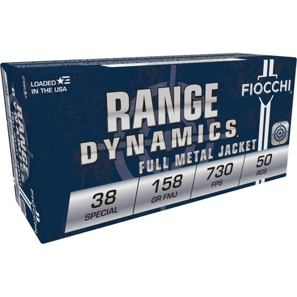 Fiocchi Pistol Shooting Dynamics Handgun Ammunition .38 Spl 158 gr FMJ 730 fps 50/box