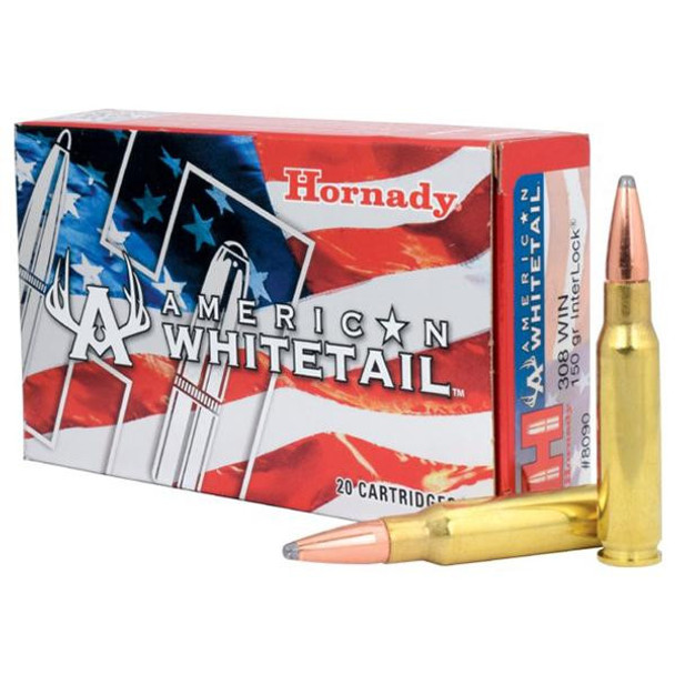 Hornady American Whitetail Rifle Ammunition .308 Win 150 gr. SP 2820 fps 20/ct