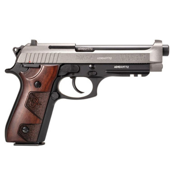 Taurus PT92 Handgun 9mm Luger 17rd Magazines (2) 5" Barrel Black Silver with Wood Grips