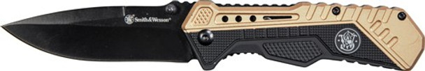 3.5" BLACK BLADE RUB/ALUMS&W KNIFE BLACK/FDE SPRING AST 