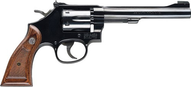 BLUED CHECKERED WOOD GRIPSS&W 17 CLASSIC 22LR 6" AS 