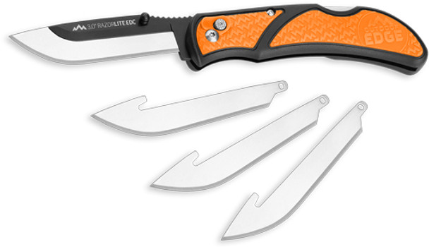 EDC FOLDER ORANGE W/4 BLADESOUTDOOR EDGE 3" RAZOR LITE 