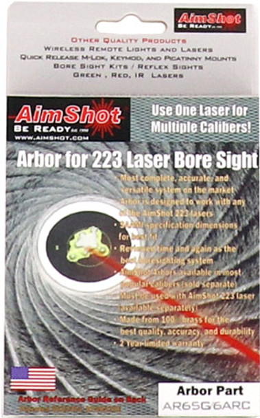 ARBOR FOR USE W/.223 BORESIGHTAIMSHOT 6.5GRENDEL/6MM ARC 