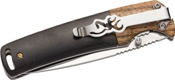 FOLDING HUNTER 3" BLADE WOODBROWNING KNIFE BUCKMARK 